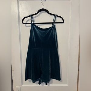 Urban outfitters blue velvet romper